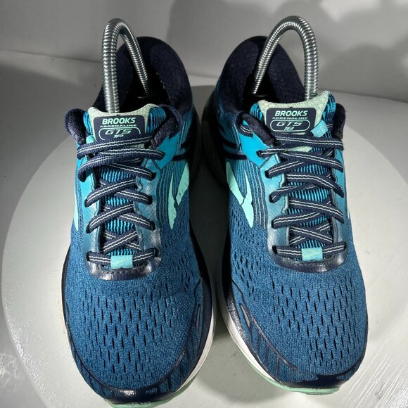 Brooks Adrenaline GTS 18 Womens Size 8 Running Shoes Blue Gym Walking Sneakers - Picture 2 of 12